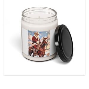 Festive Cowboy Santa Candle - Cream